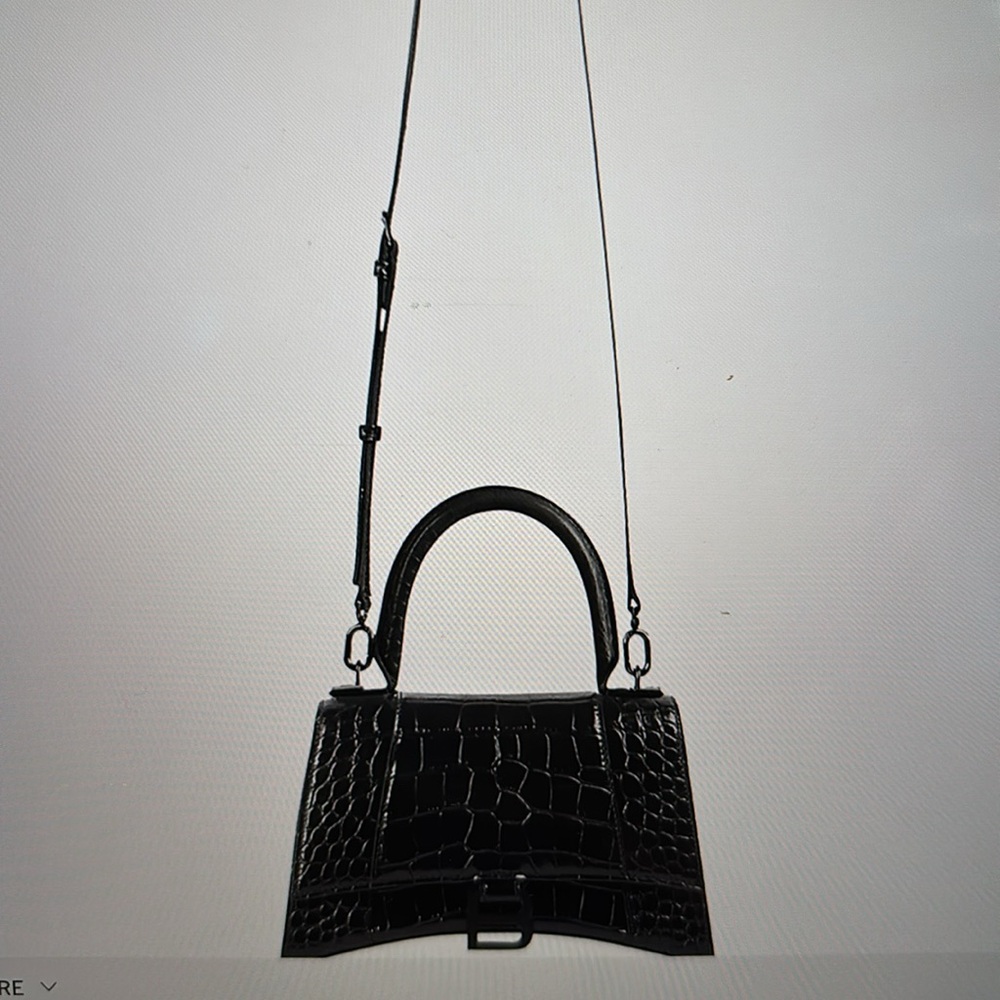 Balenciaga Hourglass XS Black Croc-Embossed Calfskin - Picture 12 of 14